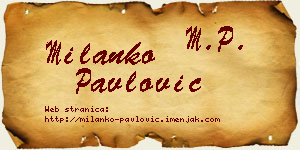 Milanko Pavlović vizit kartica